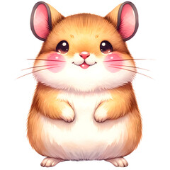 Pika  animal smiling happily watercolor clipart. Nursery animals theme.