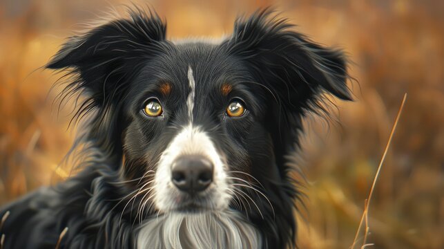 Beautiful Border Collie Dog Attentive, Banner Image For Website, Background, Desktop Wallpaper