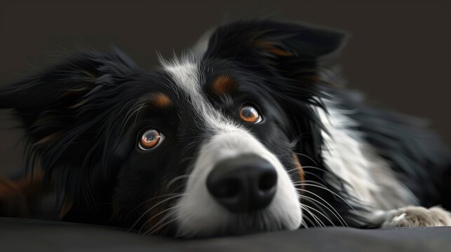 Beautiful Border Collie Dog Attentive, Banner Image For Website, Background, Desktop Wallpaper