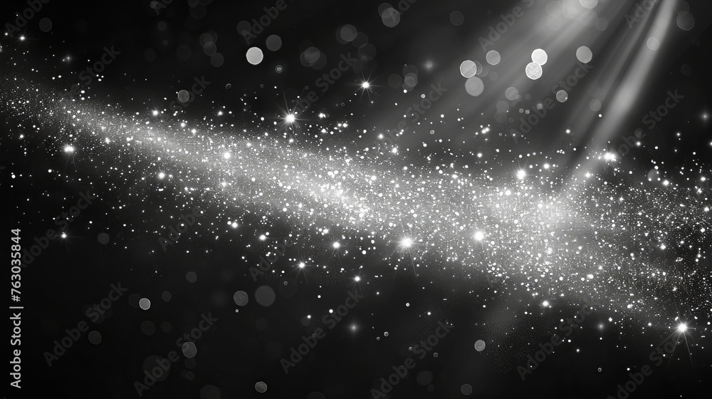 Poster sparkling magic dust particles. white sparks and glitter special light effect. modern sparkles on tr