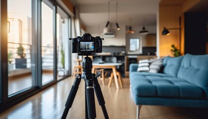 DSLR Camera Filming Modern Apartment