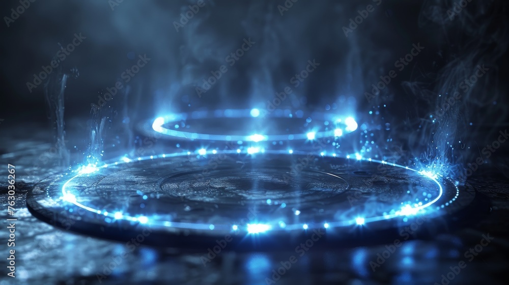 Aufkleber level up effect. realistic teleportation portal. light aura and glowing hologram. white energy circl