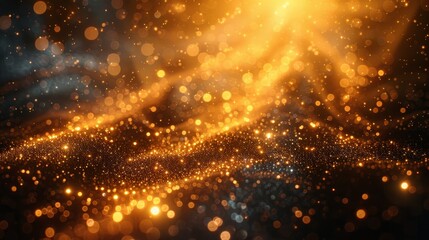 A shining star, sun particles, bokeh glitter, pearls and sequins set. Effects of glare, lines, yellow explosions. Transparent golden light flare and sparkles set, modern illustration.