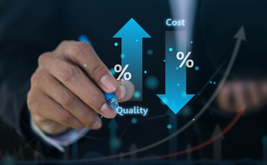 Human with control quality and cost optimization, price and value, product and services to improve...