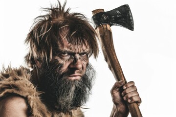 primitive guy holding an ax