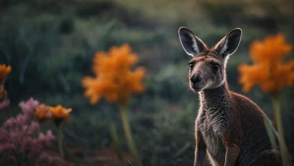Deurstickers deer in the field © Sohaib