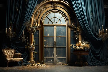 stylist and royal Time window, space for text, photographic,