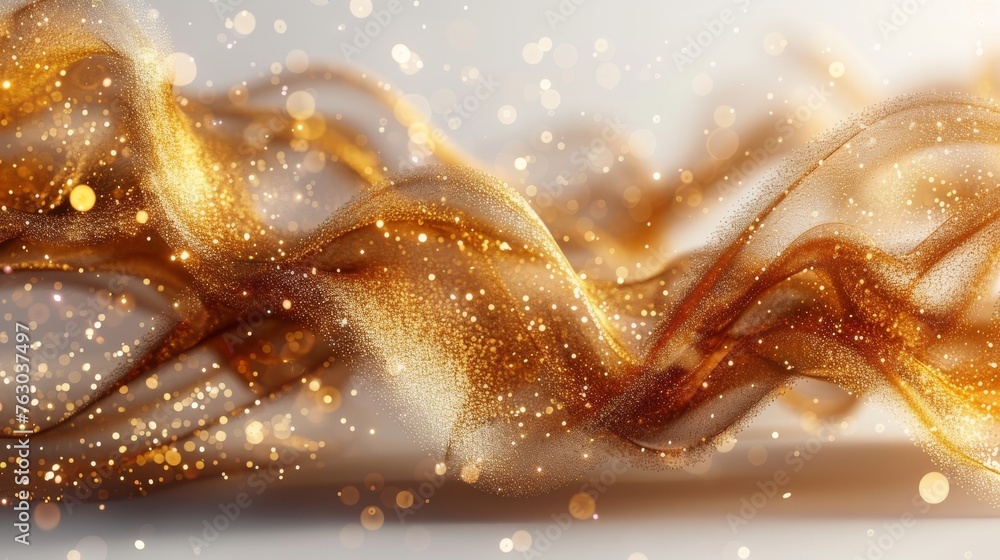Poster an abstract background with gold glitter waves on a white background for vip design templates with g