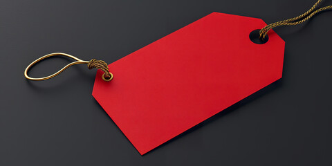 Realistic tag mockup blank red and gold tag, illustration