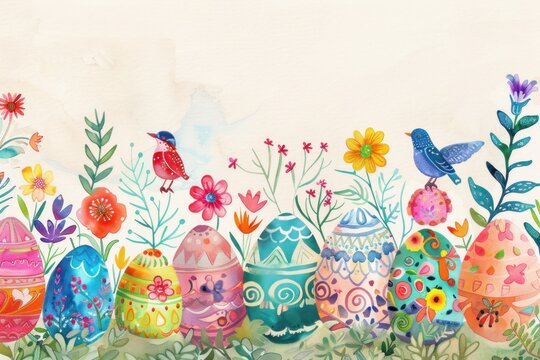 watercolor painted easter eggs