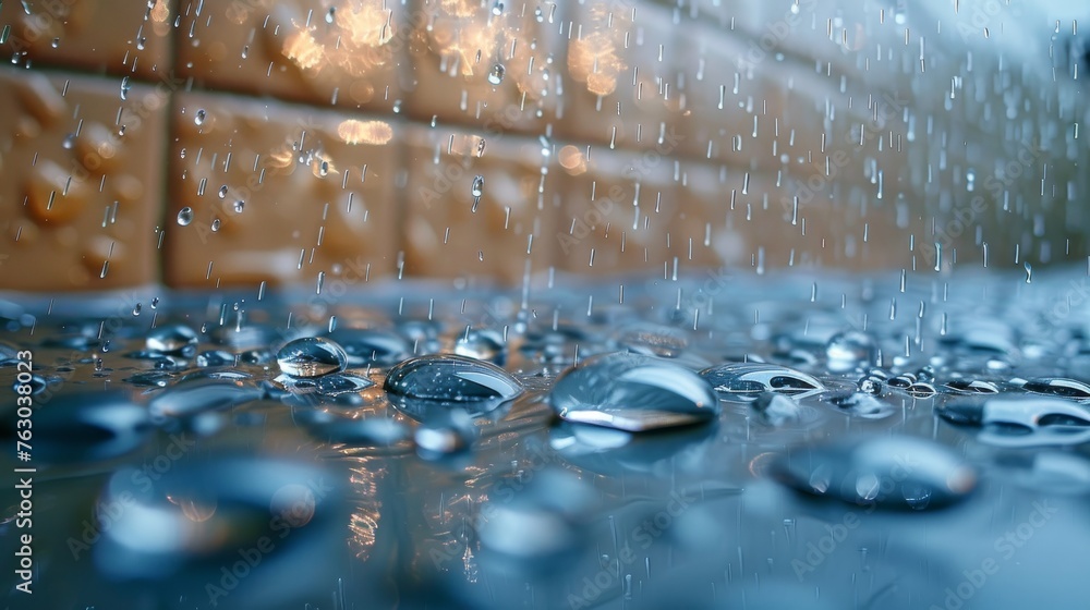 Poster A transparent background with falling water drops and a checkered background. A modern EPS 10 file is included.