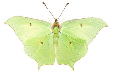 large green butterfly wing isolated on white background