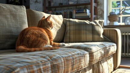Cats Scratch Furniture Corner Couch, Banner Image For Website, Background, Desktop Wallpaper