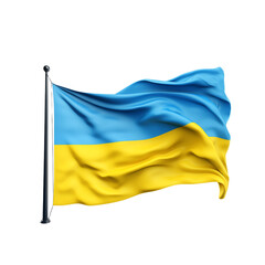 Ukrainian 3d flag waving isolated on transparent and white background. Ideal for use in advertising. Generative ai	