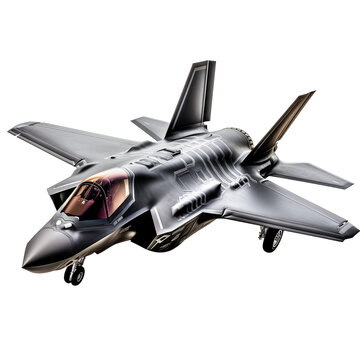 Aerial Dominance: F-35 Fighter Jet isolated on transparent and white background. Ideal for use in advertising. Generative ai	