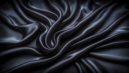 Obraz premium Black silk wavy drapery macro background
