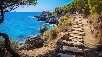 Hiking trail to the Blue Lagoon Akamas Cyprus .. - obrazy, fototapety, plakaty