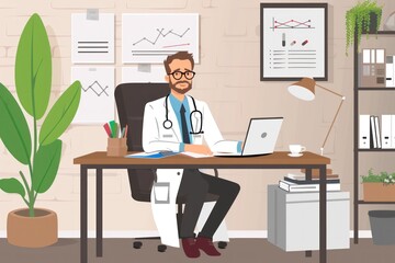 Fototapeta premium doctor man sitting in a desk