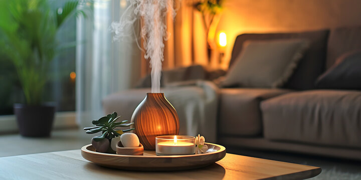 Relaxing Oasis with an Aroma and Candle