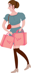 character holding shopping bags with fashion clothing