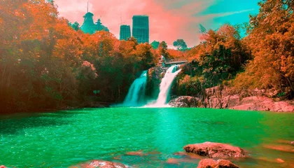 Zelfklevend Fotobehang waterfall in autumn © Ayaz
