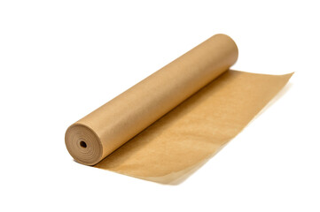 Izolowana rolka woskowanego papieru do pieczenia na białym tle