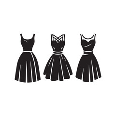 Timeless LBD (Little Black Dress) Ensemble - Effortless Style and Grace with LBD Illustration - Minimalist LBD Vector
