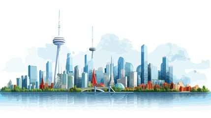 Modern city panorama 3d illustration flat vector