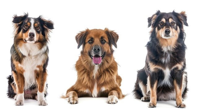 Different Dogs Isolated On White, Banner Image For Website, Background, Desktop Wallpaper