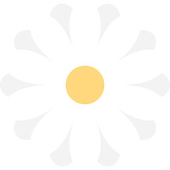 Cute white flower icon. Flat design illustration.