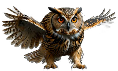 Poster owl isolated transparent background PNG. ai generated © slumart