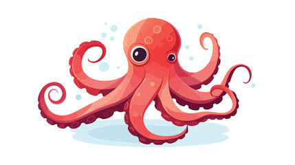 Octopus Character sea animal on deep background.