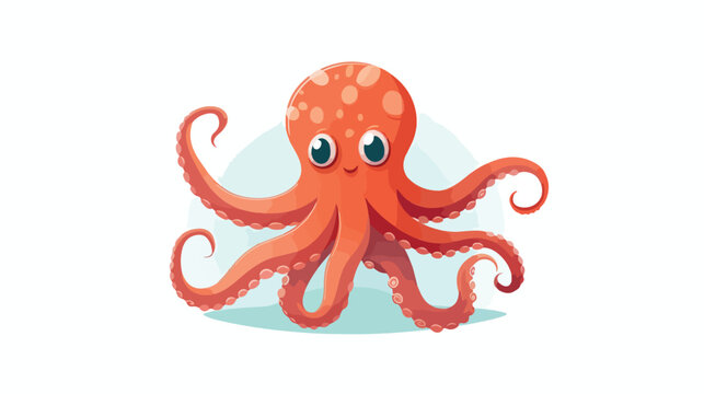 Octopus Character sea animal on deep background.