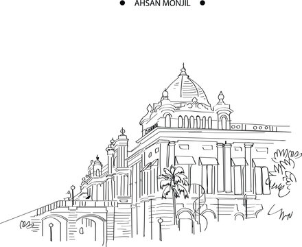 ahsan manzil vector line art