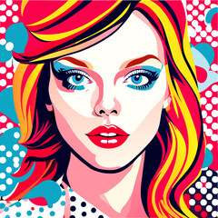 Beautiful woman face with bright make-up. Vector illustration.