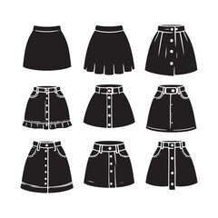 Stylish Mini Skirt Silhouette Showcase - Redefining Fashion with Mini Skirt Illustration - Minimallest Mini Skirt Vector
