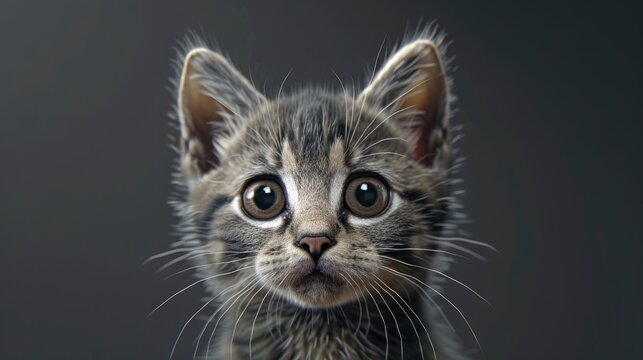 Funny Gray Tabby Cute Kitten Beautiful, Banner Image For Website, Background, Desktop Wallpaper