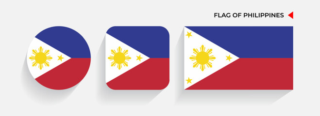 Philippines Flags arranged in round, square and rectangular shapes