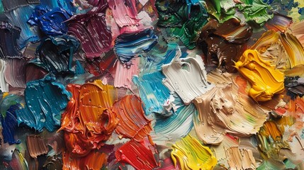 oil paint on the palette of the artist