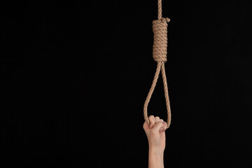 the noose against sullen background, failure or commit suicide concept