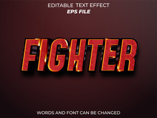 fighter text effect, font editable, typography, 3d text. vector template