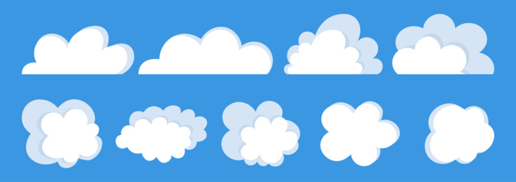 Cloud Illustration Set .Blue Sky And Cloud Icon. Vector Illustration