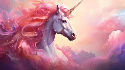 Obraz na płótnie Canvas A beautiful and ethereal unicorn with a vibrant