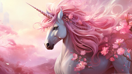 Obraz na płótnie Canvas A beautiful and ethereal unicorn with a vibrant