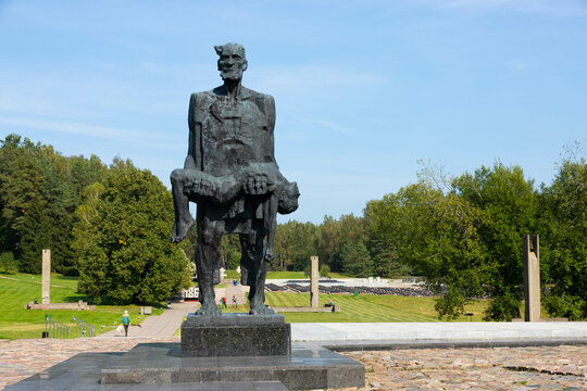 Khatyn, Belarus - September 20, 2020: Sculpture of the memorial complex Unconquered Man