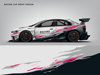 car wrap, livery, sticker design vector. Graphic abstract stripe racing background designs