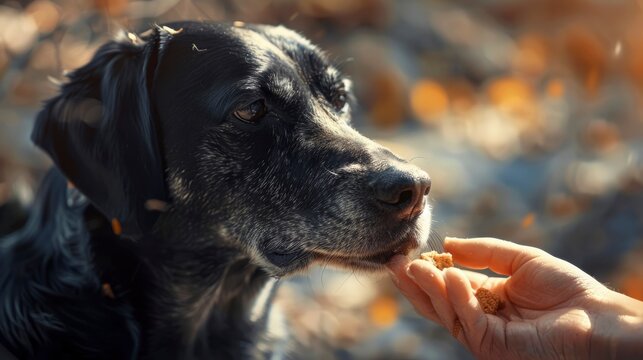 Owner Giving Snack Prize Dog Feeding, Banner Image For Website, Background, Desktop Wallpaper