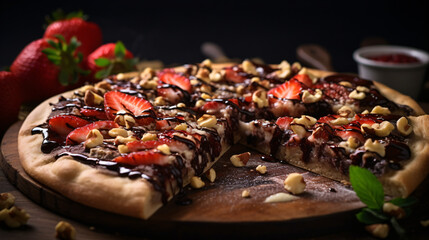 A chocolate lovers dream  a rich cocoainfused pizza - obrazy, fototapety, plakaty