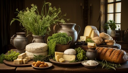a captivating arrangement of dairy products against a rich, velvety backdrop, evoking a sense of luxury and indulgence