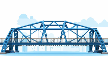 Steel truss bridge with girders railings and blue sky 